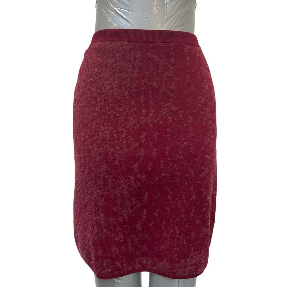 Eileen Fisher Merino Wool Blend Pencil Skirt Women's Size Small Petite Dark Red